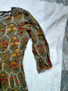 Rayon Yoke Design Foil Print Embellished Anarkali