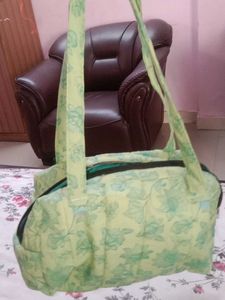 Green Floral Quilted Handbag
