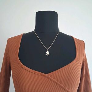 Ribbed Brown Crop Top