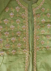 Pista green cape with inner gown