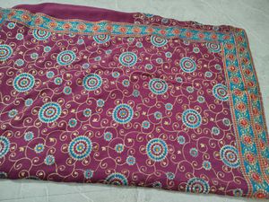 Embroidered Purple Saree