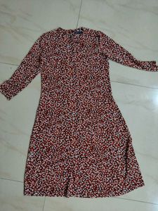 Chic Red Floral Print Dress