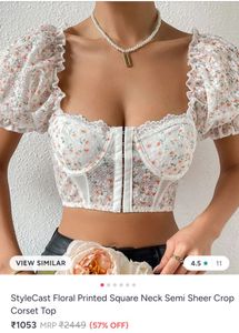 Floral Puff Sleeve Corset Top