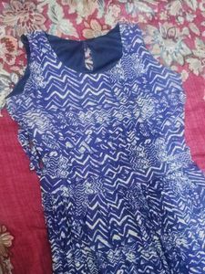 Blue &amp; White Abstract Print Dress