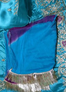 Blue &amp; Purple Rajputi Poshak Dress Mater