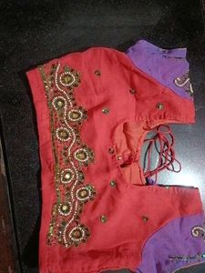pink and purple shade Saree