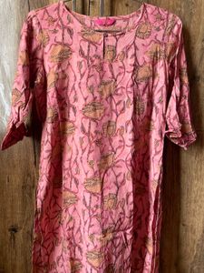 Pink Floral Print Kurta