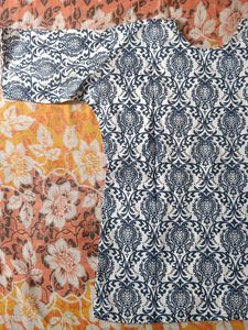 Navy Blue Printed Short Kurti
