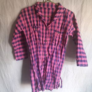 💕💜 Cute Pink & Purple Plaid Checker Shirt Top