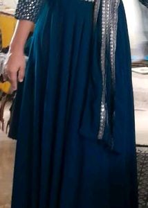 Kvsfab Teal Embellished Sequinned Lehenga &amp; Blouse With Attached Dupatta