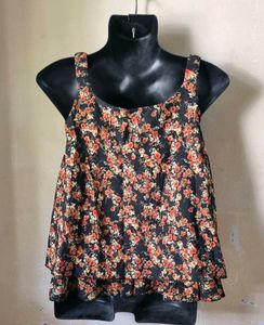 Floral Print Peplum sleeveless top