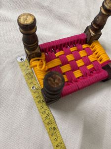 🆕Handmade Wooden &amp; Rope Miniature Cot Showpiece