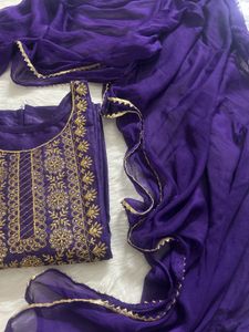 Elegant Purple Embroidered Suit Set