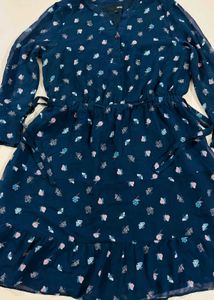 fit and flare blue dress