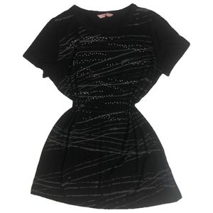 Black Graphic Print Rhinestone Top