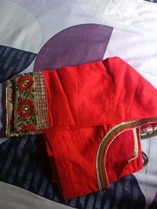 Beautiful Red Saree With Blouse