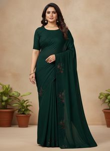 Elegant Dark Green saree with blouse