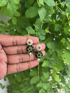 Elegant Green Beaded Drop Earrings