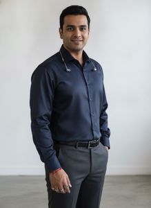Men's Dark Blue Button-Up Shirt