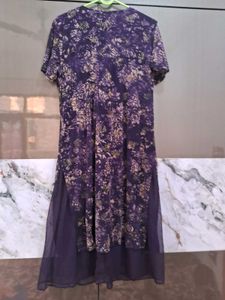 Elegant Purple Floral Print Dress