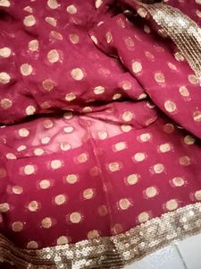 Embroidered Silk Saree net half fabr