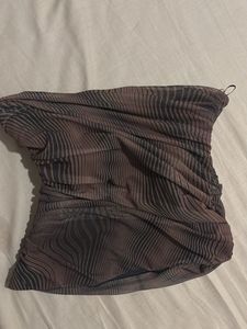 zara ruched corset style brown tube top