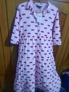 Pink Lotus Print Dress