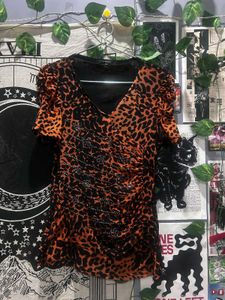 Leopard Print Embellished Top