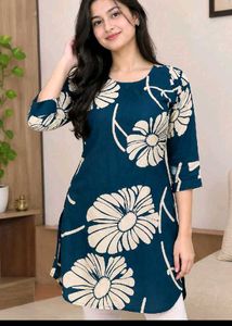 Stylish Teal Kurta with Floral Print