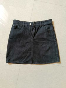Classic Black Denim Mini Skirt