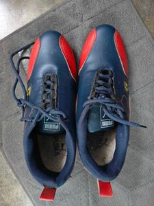 Puma Blue & Red Lace-Up Sneakers