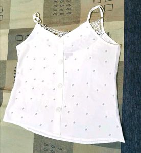 GINGER Women White Pearl Beaded Sleeveless Top