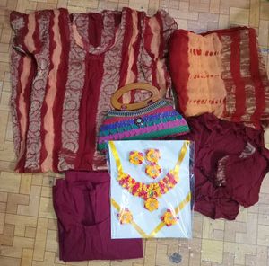 Haldi Ceremony Outfit with Accessories