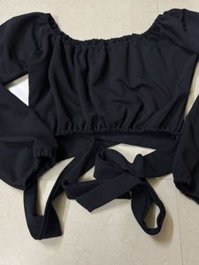 Black Square Neck Crop Top