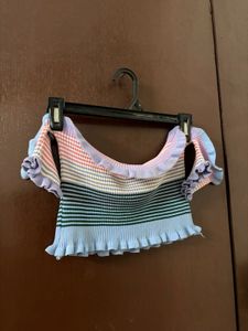 Striped Off-Shoulder Ruffle Top