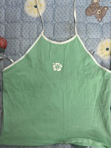 Cute Green Camisole with Floral Design