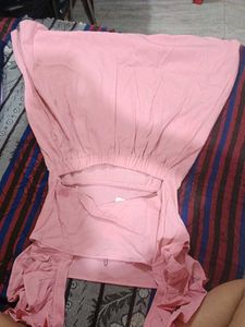 Chic Pink A-Line Dress with Bow Detail