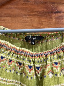 Cute Green People Branded Top - Crop Off Shoulder