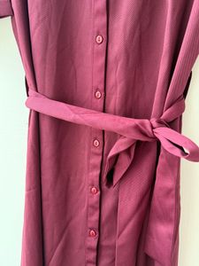 Burgundy Belted Maxi Dress