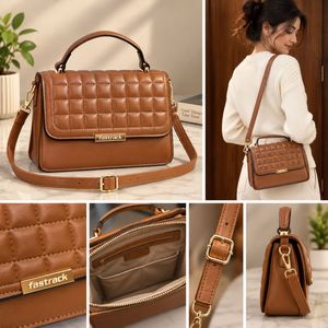 Stylish Quilted Brown Handbag