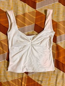 White Ruched Tank Top
