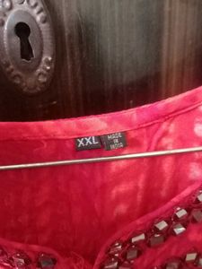 Vibrant Red Embellished Kurta for women