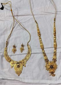 Gold Necklace and Earrings Set
