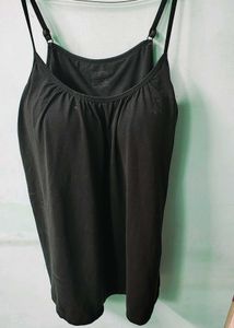 Classic Black Spaghetti Top with Built-in Bra |