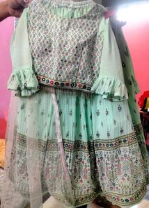 Mint Green mirror work Lehenga Set