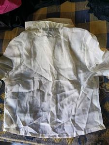 Shein Cream Sheer Button-Up Blouse