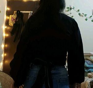 Elegant Black Wrap Blouse(fixed price)