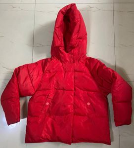 Red Puffer Jacket with Hood
