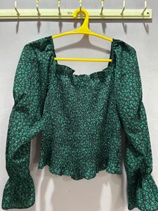 Floral Green Long Sleeve Top