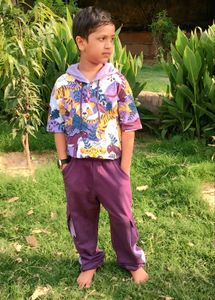 Kids Colorful Tiger Print Hoodie and Pants Set